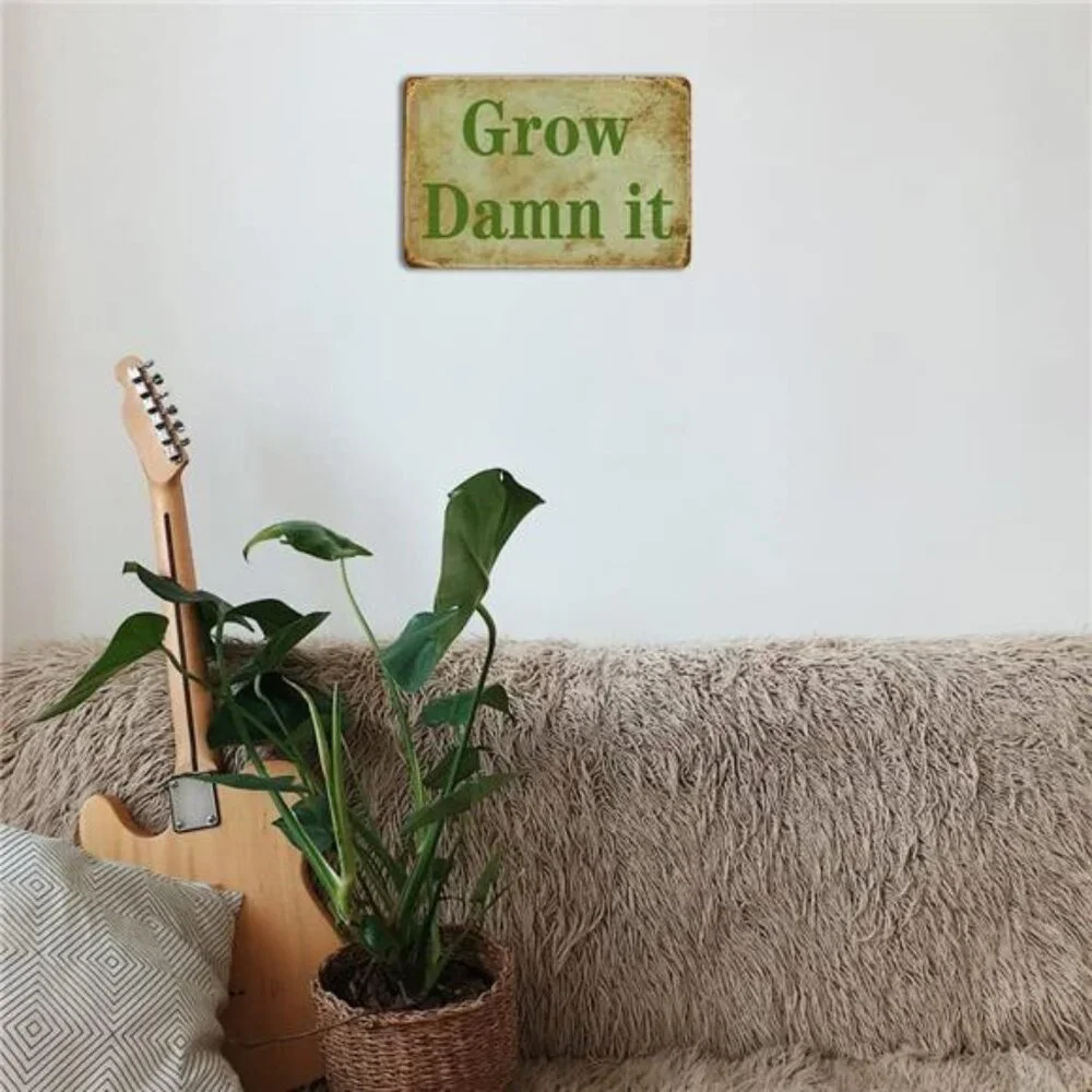 Garden Sign Funny Tin Signs Vintage Metal Garden Sign Grow Damn It Gardening